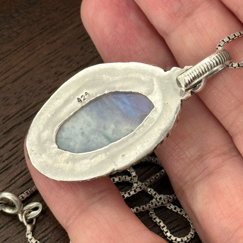 Natural Moonstone Solid Sterling Silver Pendant A… - image 4